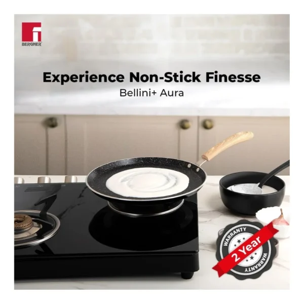 BERGNER Bellini Plus Aura 28cm Non Stick Dosa Tawa with 5 Layer Greblon Coating | Induction Compatible Cookware