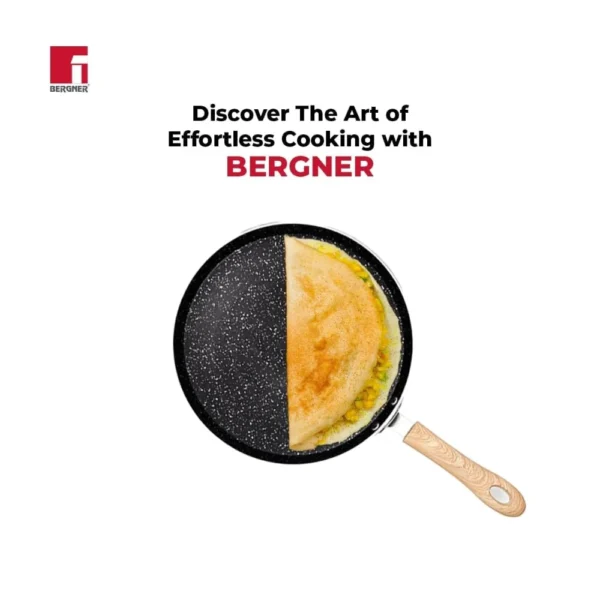 BERGNER Bellini Plus Aura 28cm Non Stick Dosa Tawa with 5 Layer Greblon Coating | Induction Compatible Cookware