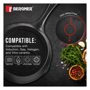 Bergner Eco Cast Iron Skillet 15cm BGIN 6440 | Pre-Seasoned Induction & Gas Stove Compatible Fry Pan