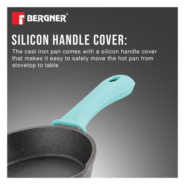 Bergner Eco Cast Iron Skillet 15cm BGIN 6440 | Pre-Seasoned Induction & Gas Stove Compatible Fry Pan