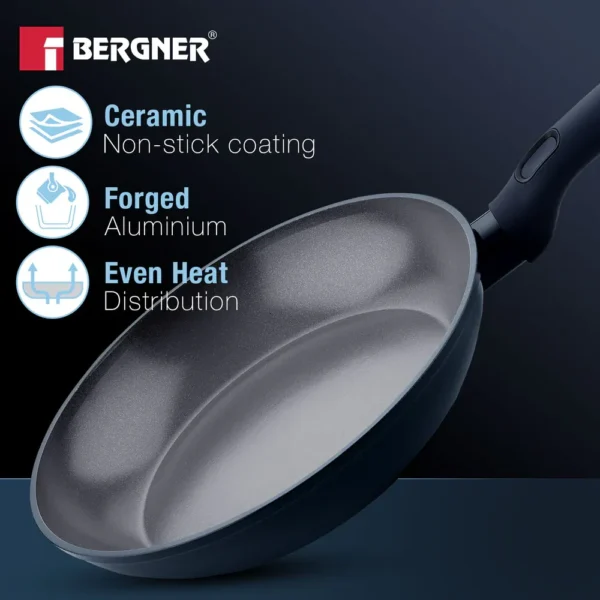 Bergner Jade 24cm Frypan With Lid BGD-0209 | Ceramic Non-Stick Induction & Gas Compatible Cookware Bergner Jade 24cm Frypan With Lid BGD-0209 | Ceramic Non-Stick Induction & Gas Compatible Cookware