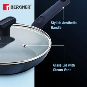 Bergner Jade 24cm Frypan With Lid BGD-0209 | Ceramic Non-Stick Induction & Gas Compatible Cookware Bergner Jade 24cm Frypan With Lid BGD-0209 | Ceramic Non-Stick Induction & Gas Compatible Cookware
