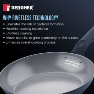 Bergner Jade 24cm Frypan With Lid BGD-0209 | Ceramic Non-Stick Induction & Gas Compatible Cookware