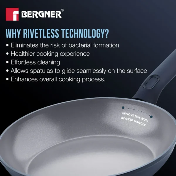 Bergner Jade 24cm Frypan With Lid BGD-0209 | Ceramic Non-Stick Induction & Gas Compatible Cookware