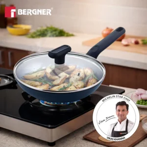 Bergner Jade 24cm Frypan With Lid BGD-0209 | Ceramic Non-Stick Induction & Gas Compatible Cookware Bergner Jade 24cm Frypan With Lid BGD-0209 | Ceramic Non-Stick Induction & Gas Compatible Cookware