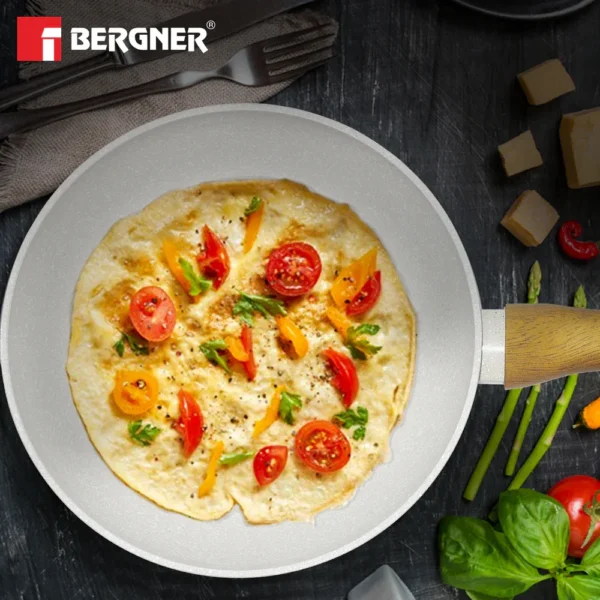 Bergner Naturally Forged Aluminium 20cm Frypan with Marble Non Stick Coating & Induction Base Bergner Naturally Forged Aluminium 20cm Frypan with Marble Non Stick Coating & Induction Base