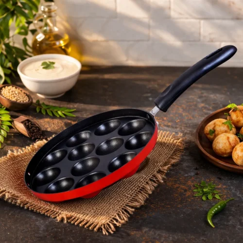 Blueberry's BPL-12 12 Pit Non-Stick Paniyaram Pan | Aluminium Kuzhi Appam Maker with Ergonomic Handle | Gas Stove Compatible Blueberry's BPL-12 12 Pit Non-Stick Paniyaram Pan | Aluminium Kuzhi Appam Maker with Ergonomic Handle | Gas Stove Compatible