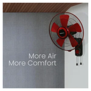 Blueberry's Ozone 16 Wall Fan 5 Leaf | 1300 RPM High Speed Wall Mounted Fan | Red Black Blueberry's Ozone 16 Wall Fan 5 Leaf | 1300 RPM High Speed Wall Mounted Fan | Red Black