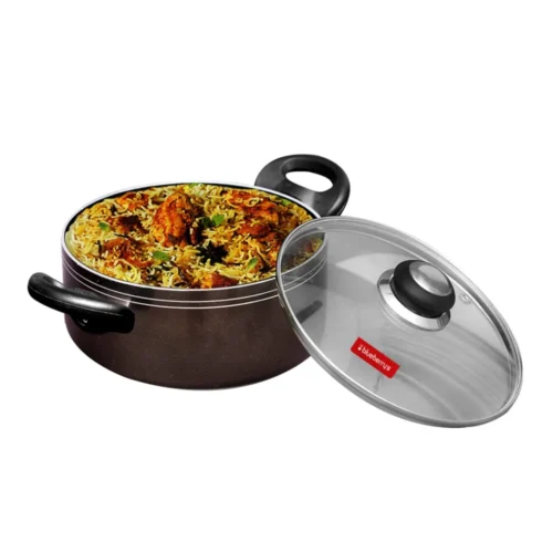 Blueberry’s Ruby 2.5 L Non Stick Biriyani Pot with Glass Lid Aluminium Cooking Pot for Biryani & Curries