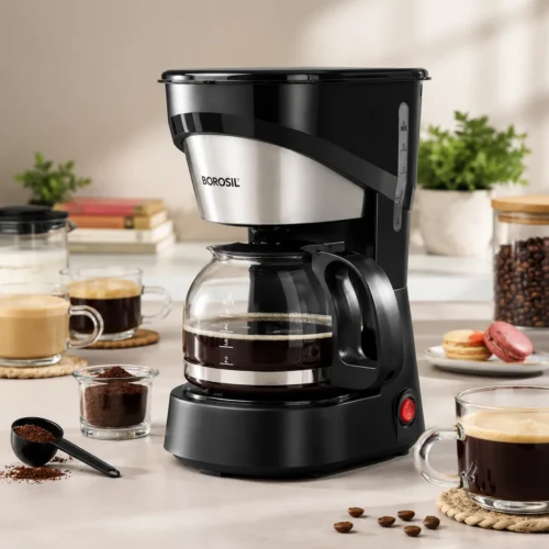 Borosil Brew Pro Drip Coffee Maker 550W 600ml with Glass Carafe | Automatic Coffee Machine