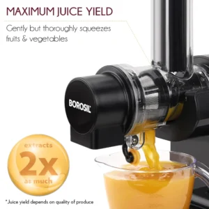 Borosil NutriRich JU02 Cold Press Slow Juicer 250W | Low Noise Masticating Juicer with 800ml Juice Container & Pulp Collector Borosil NutriRich JU02 Cold Press Slow Juicer 250W | Low Noise Masticating Juicer with 800ml Juice Container & Pulp Collector