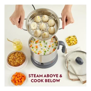 Borosil Quick 1.3L Multi Electric Kettle – Stainless Steel Multipurpose Cooker with Idli, Grill & Egg Tray 600W Fast Heating Borosil Quick 1.3L Multi Electric Kettle – Stainless Steel Multipurpose Cooker with Idli, Grill & Egg Tray 600W Fast Heating