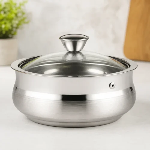 Borosil Serve Fresh 800ml Stainless Steel Insulated Handi Server with Glass Lid Borosil Serve Fresh 800ml Stainless Steel Insulated Handi Server with Glass Lid
