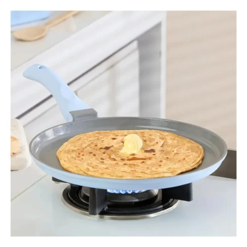 Borosil Vajra Ceramic Flat Tawa 26cm | Healthy Non Stick Dosa Tawa | Gas Compatible Cookware