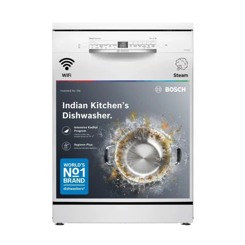 Bosch SMS6IKW01I 14 Place Freestanding Dishwasher with WiFi, Intensive Kadhai Program & 9.5L Water Efficiency for Indian Utensils Bosch SMS6IKW01I 14 Place Freestanding Dishwasher with WiFi, Intensive Kadhai Program & 9.5L Water Efficiency for Indian Utensils