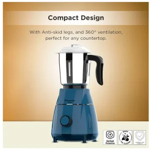 Butterfly Insta 500W Mixer Grinder 3 Jar Aqua Marine | Powerful Copper Motor, ABS Body, Overload Protection