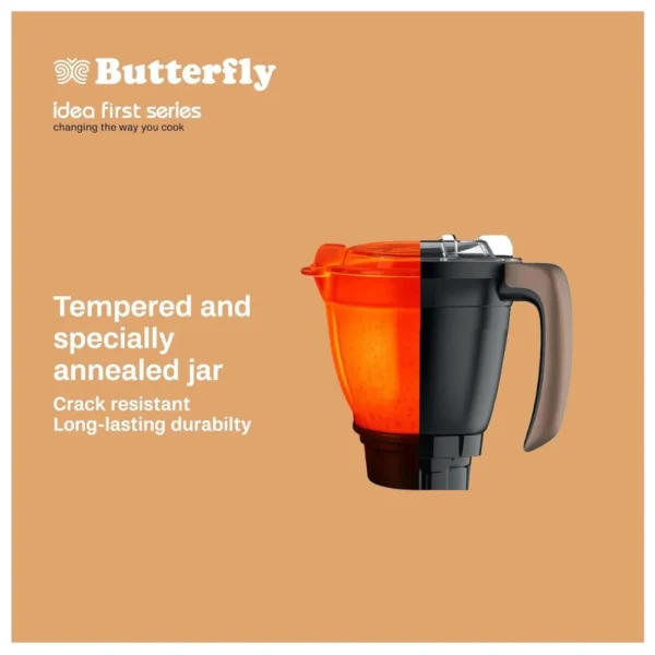 Butterfly Ziera Black 1000W Mixer Grinder 4 Jar | TORX23 Motor, Tornado Blade Tech, 5 Year Warranty Butterfly Ziera Black 1000W Mixer Grinder 4 Jar | TORX23 Motor, Tornado Blade Tech, 5 Year Warranty