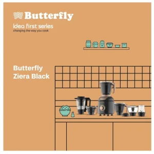 Butterfly Ziera Black 1000W Mixer Grinder with 6 Jars
