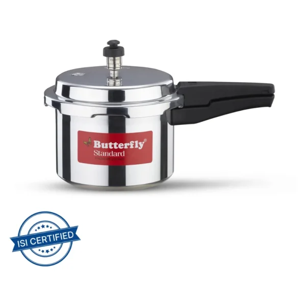 Butterfly Standard 5 Litre Aluminium Pressure Cooker | Outer Lid Gas Stove Compatible Cooker Butterfly Standard 5 Litre Aluminium Pressure Cooker | Outer Lid Gas Stove Compatible Cooker