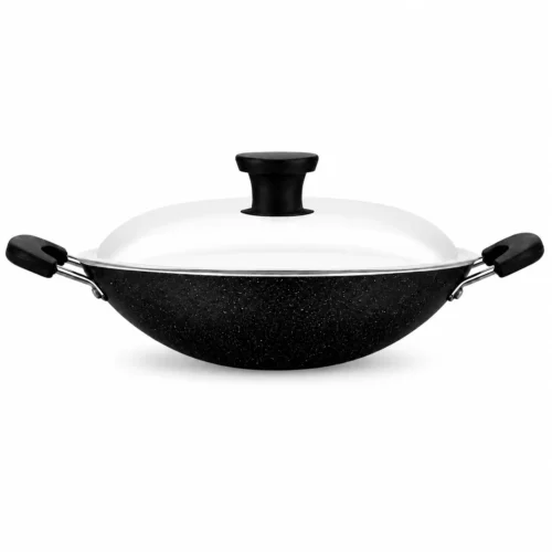 Coconut Friendly Nonstick Appachetty 22 cm with Lid | Aluminium Appam Pan for Gas Stove