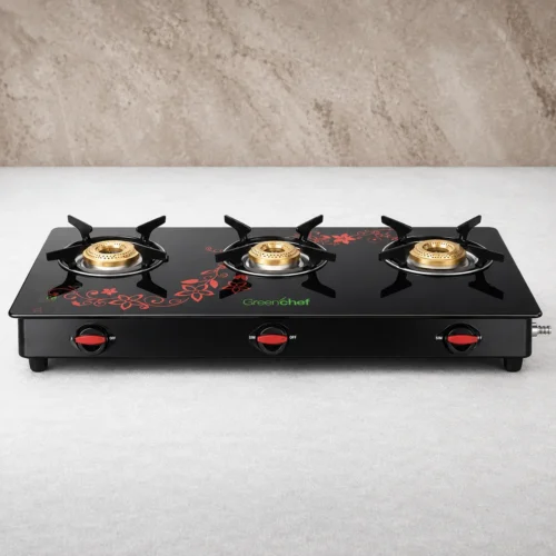 Greenchef GT Bliss 3 Burner Gas Stove | Toughened Glass Top with High-Efficiency Brass Burners