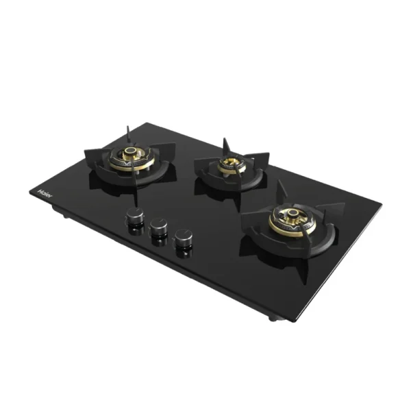 Haier HIC-Q77356F 3 Burner Built-in Gas Hob with Full Brass Burners & 8mm Toughened Glass Haier HIC-Q77356F 3 Burner Built-in Gas Hob with Full Brass Burners & 8mm Toughened Glass
