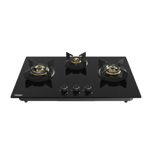 Haier HIC-Q77356F 3 Burner Built-in Gas Hob with Full Brass Burners & 8mm Toughened Glass