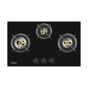 Haier HIC-Q77356F 3 Burner Built-in Gas Hob with Full Brass Burners & 8mm Toughened Glass Haier HIC-Q77356F 3 Burner Built-in Gas Hob with Full Brass Burners & 8mm Toughened Glass