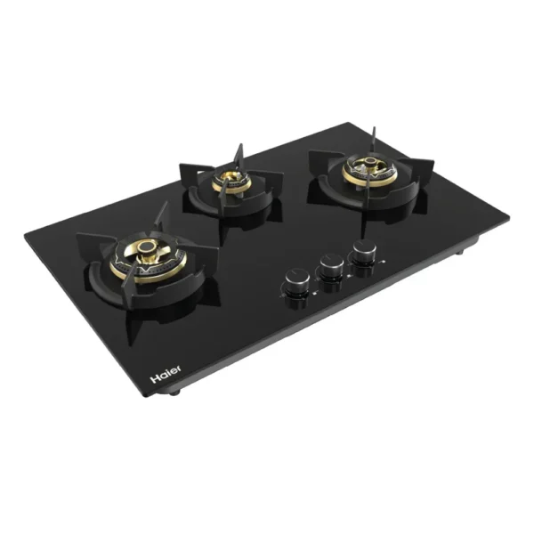 Haier HIC-Q77356F 3 Burner Built-in Gas Hob with Full Brass Burners & 8mm Toughened Glass Haier HIC-Q77356F 3 Burner Built-in Gas Hob with Full Brass Burners & 8mm Toughened Glass