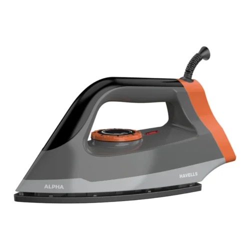 Havells Alpha Black 1250W Dry Iron with Non-Stick Soleplate & 360° Swivel Cord Professional Finish Iron Box