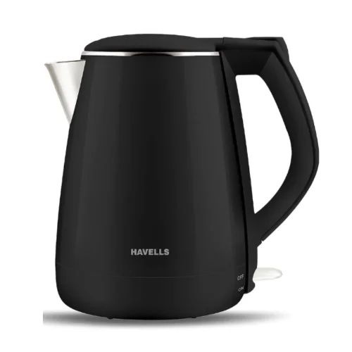 Havells Aqua Plus 1.2L Electric Kettle 1250W Stainless Steel Body Black Fast Boil Hot Water Kettle with 2 Year Warranty