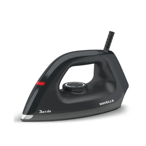 Havells Dazzle Black 1100W Dry Iron with Greblon Non-Stick Soleplate Temperature Control & Shock Proof Body