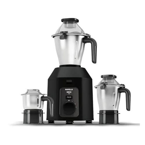 Havells Hexo Plus 1100W 3 Jar Heavy Duty Mixer Grinder with 22000 RPM Motor & 100 Min Run Time | Black