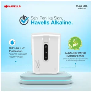 Havells Max UTC Alkaline RO UV Water Purifier 7L | 10 Stage Under Counter Water Purifier with Alkaline Technology Havells Max UTC Alkaline RO UV Water Purifier 7L | 10 Stage Under Counter Water Purifier with Alkaline Technology
