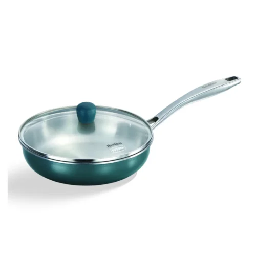 Hawkins Olive Pro 22cm Tri-Ply Stainless Steel Frying Pan with Glass Lid | Induction Compatible POSF22G