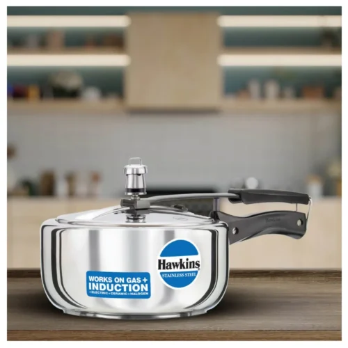 Hawkins HSS3W 3 Litre Stainless Steel Wide Pressure Cooker | Induction Compatible Cooker Hawkins HSS3W 3 Litre Stainless Steel Wide Pressure Cooker | Induction Compatible Cooker