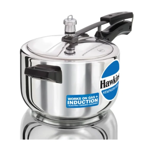 Hawkins HSS40 4 Litre Stainless Steel Pressure Cooker | Induction Compatible SS Cooker Hawkins HSS40 4 Litre Stainless Steel Pressure Cooker | Induction Compatible SS Cooker