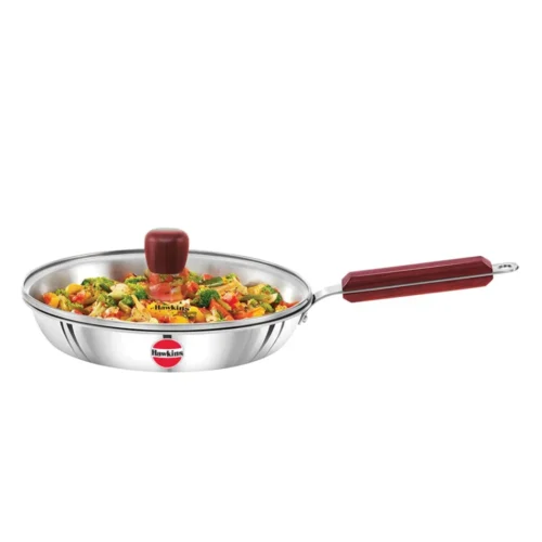 Hawkins Tri-Ply Stainless Steel Frypan 24cm with Glass Lid Induction Compatible Frying Pan SSF24G Hawkins Tri-Ply Stainless Steel Frypan 24cm with Glass Lid Induction Compatible Frying Pan SSF24G