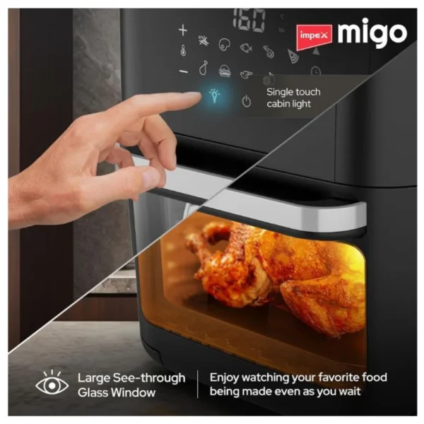 Impex Airchef XL 12L Air Fryer Oven 1800W | Digital OTG Air Fryer with Rotisserie, Cyclonic Airflow & 10 Presets – Oil Free Healthy Cooking Appliance for Home Kitchen (Black) Impex Airchef XL 12L Air Fryer Oven 1800W | Digital OTG Air Fryer with Rotisserie, Cyclonic Airflow & 10 Presets – Oil Free Healthy Cooking Appliance for Home Kitchen (Black)