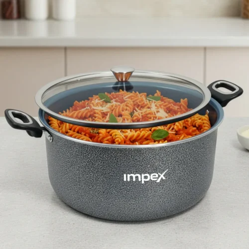 IMPEX Trucera 10L Ceramic Non Stick Biriyani Pot With Glass Lid | Induction Compatible Cookware CBP 10G - Grey IMPEX Trucera 10L Ceramic Non Stick Biriyani Pot With Glass Lid | Induction Compatible Cookware CBP 10G - Grey