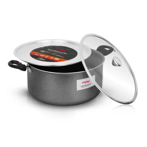 Impex Royal Series 10L Dum Biryani Pot RDBP10 | Premium Non-Stick Aluminium Biriyani Vessel with Dum Lid | Induction Compatible - Grey Impex Royal Series 10L Dum Biryani Pot RDBP10 | Premium Non-Stick Aluminium Biriyani Vessel with Dum Lid | Induction Compatible - Grey