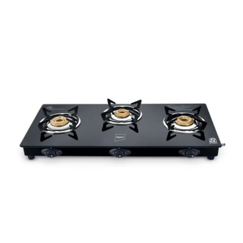 Impex Specta Neo 3 Burner Gas Stove – Toughened Glass Top LPG Cooktop with Heavy Brass Burners & Manual Ignition Impex Specta Neo 3 Burner Gas Stove – Toughened Glass Top LPG Cooktop with Heavy Brass Burners & Manual Ignition