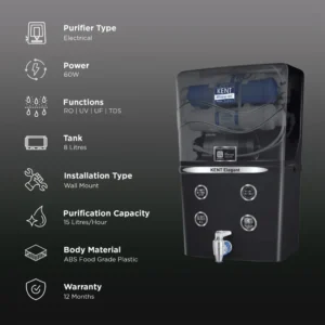 KENT Elegant Mineral RO Water Purifier 8L | RO+UV+UF+TDS Water Purifier with Mineral Technology