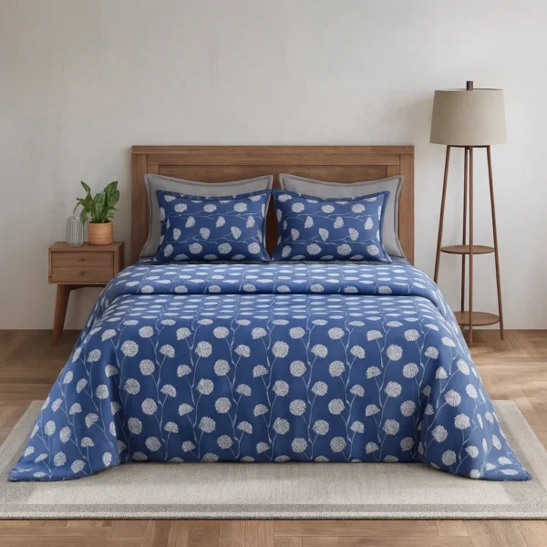 LAYERS Blossom Double Bedsheet Set Cotton Pattern Print with 2 Pillow Covers | Soft & Premium Bedding Collection