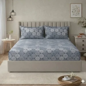LAYERS Blossom Double Bedsheet Set Cotton Pattern Print with 2 Pillow Covers | Soft & Premium Bedding Collection