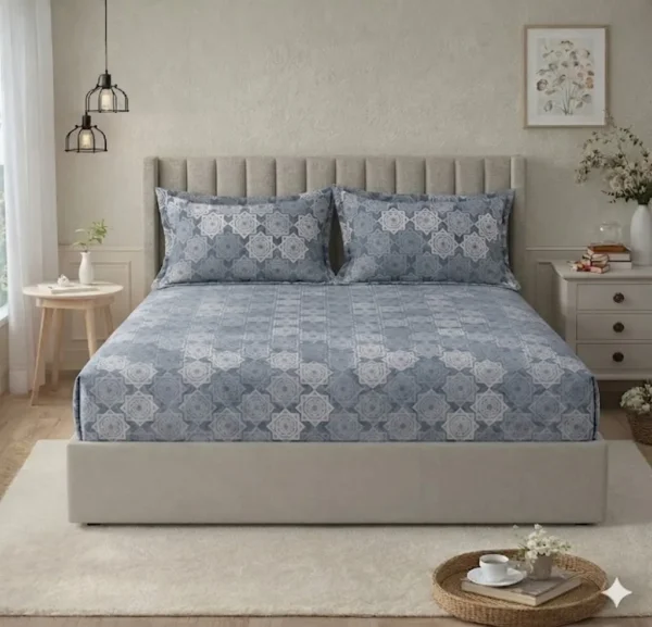 LAYERS Blossom Double Bedsheet Set Cotton Pattern Print with 2 Pillow Covers | Soft & Premium Bedding Collection