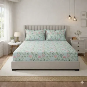 LAYERS Blossom Double Bedsheet Set Cotton Pattern Print with 2 Pillow Covers | Soft & Premium Bedding Collection