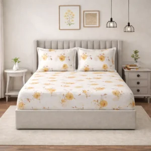LAYERS Blossom Double Bedsheet Set Cotton Pattern Print with 2 Pillow Covers | Soft & Premium Bedding Collection