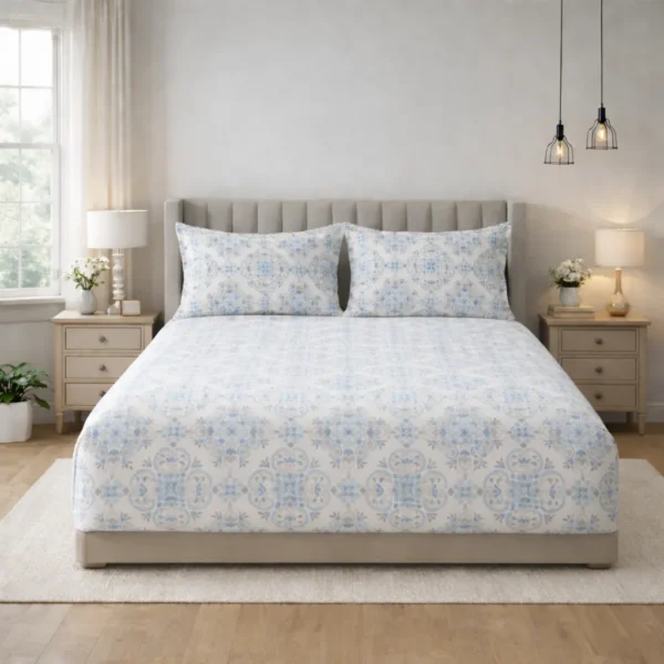 LAYERS Blossom Double Bedsheet Set Cotton Pattern Print with 2 Pillow Covers | Soft & Premium Bedding Collection