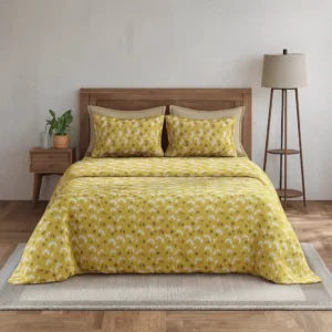 LAYERS Blossom Double Bedsheet Set Cotton Pattern Print with 2 Pillow Covers | Soft & Premium Bedding Collection